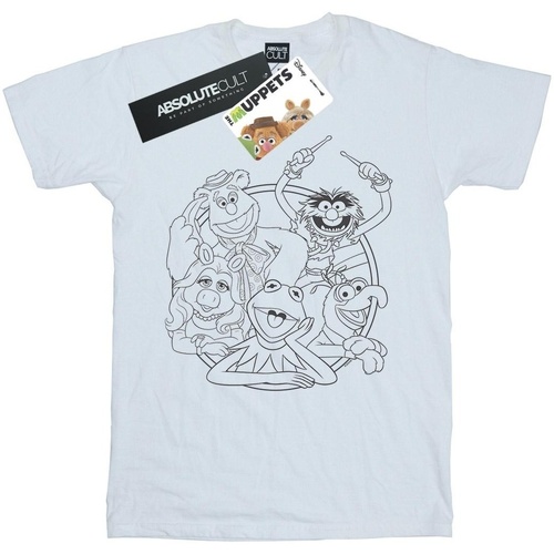 textil Hombre Camisetas manga larga Disney The Muppets Group Line Art Blanco