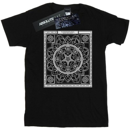 textil Hombre Camisetas manga larga Supernatural Pentagram Pattern Negro