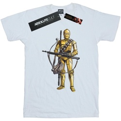 textil Hombre Camisetas manga larga Star Wars: The Rise Of Skywalker C-3PO Chewbacca Bow Caster Blanco