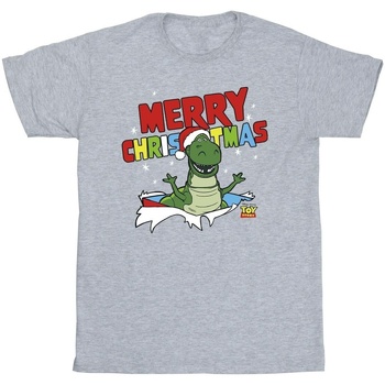 textil Hombre Camisetas manga larga Disney Toy Story Rex Christmas Burst Gris