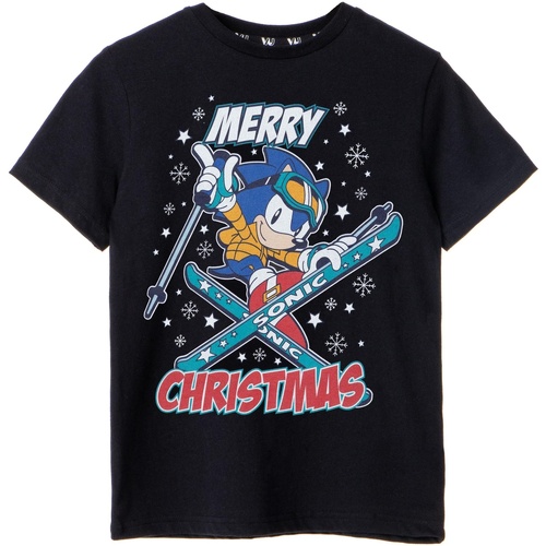 textil Niño Camisetas manga corta Sonic The Hedgehog Merry Christmas Negro
