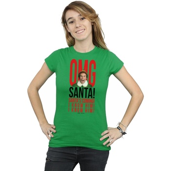 textil Mujer Camisetas manga larga Elf OMG Santa I Know Him Verde
