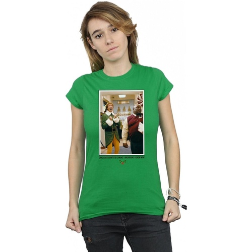textil Mujer Camisetas manga larga Elf OMG Santa Photo Verde