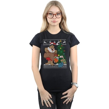 textil Mujer Camisetas manga larga The Flintstones Christmas Fair Isle Negro