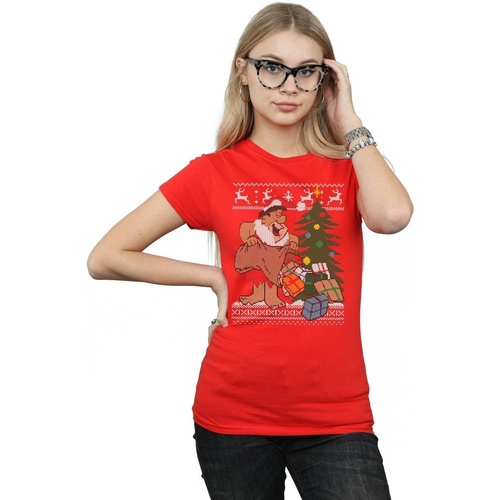 textil Mujer Camisetas manga larga The Flintstones Christmas Fair Isle Rojo