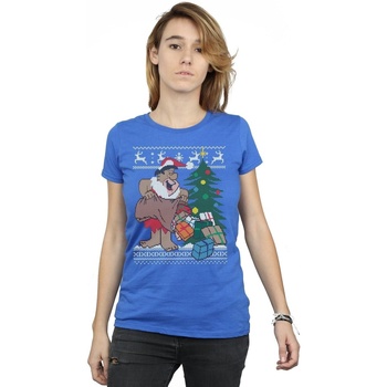 textil Mujer Camisetas manga larga The Flintstones Christmas Fair Isle Azul