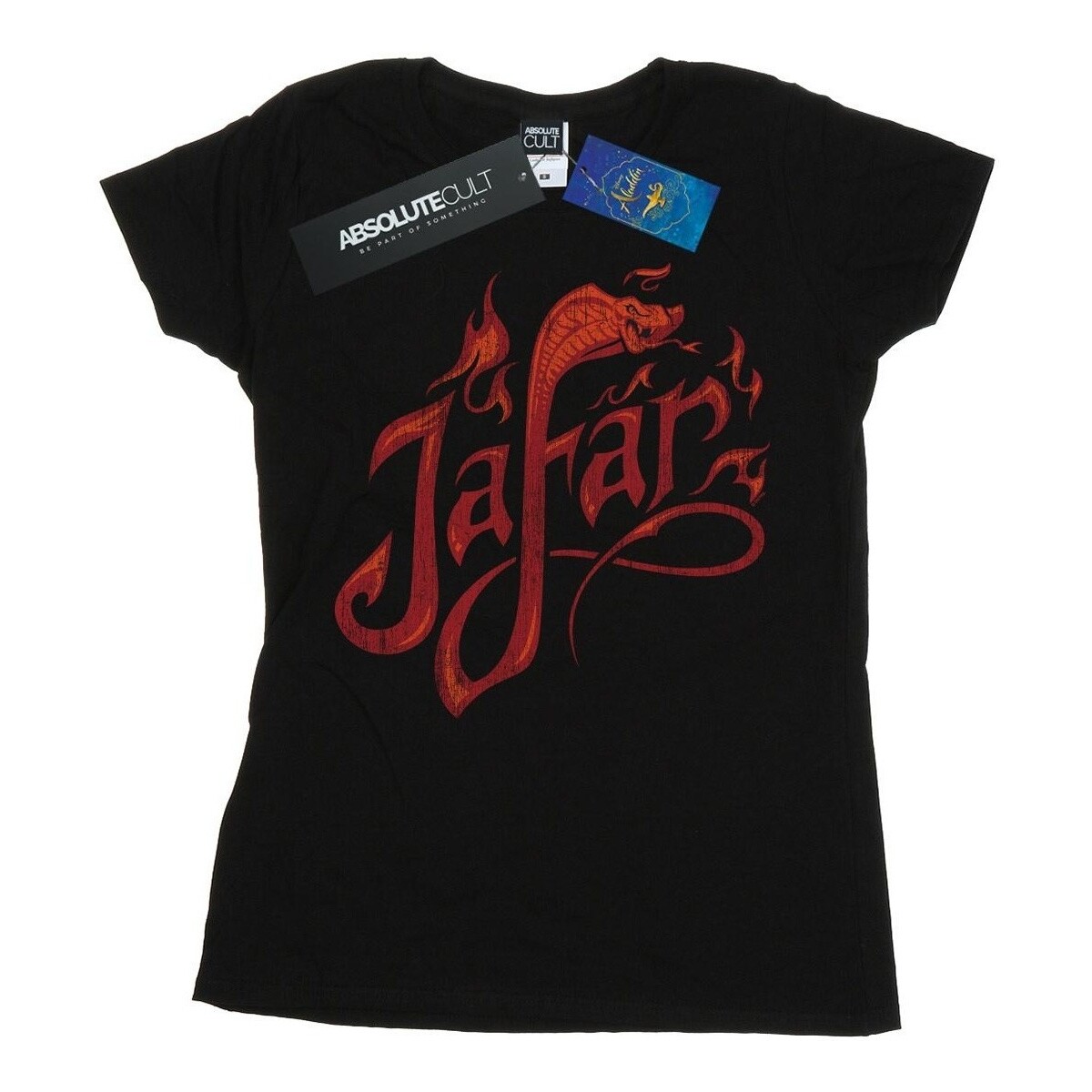 textil Mujer Camisetas manga larga Disney Aladdin Movie Jafar Flames Logo Negro