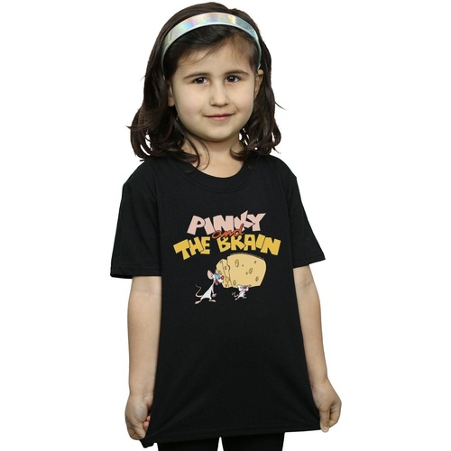 textil Niña Camisetas manga larga Animaniacs Pinky And The Brain Cheese Head Negro
