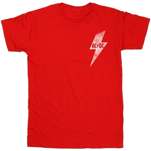 textil Hombre Camisetas manga larga Acdc Lightning Bolt Pocket Rojo
