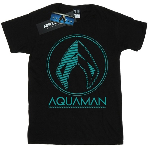 textil Niña Camisetas manga larga Dc Comics Aquaman Aqua Logo Negro