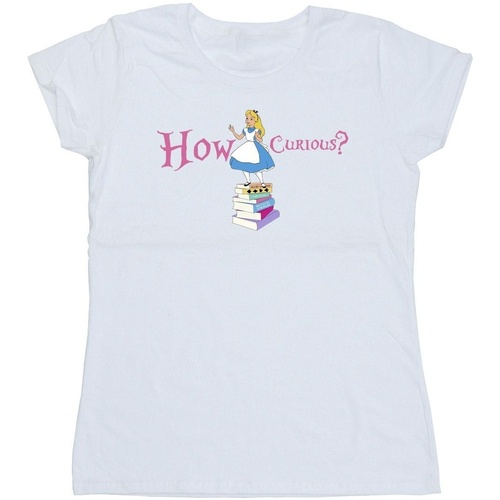 textil Mujer Camisetas manga larga Disney Alice In Wonderland How Curious Blanco
