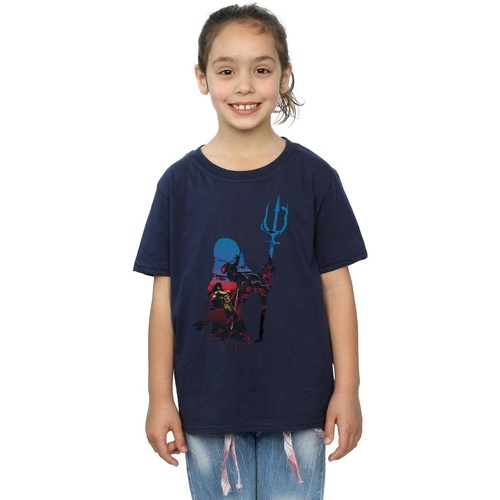 textil Niña Camisetas manga larga Dc Comics Aquaman Battle Silhouette Azul