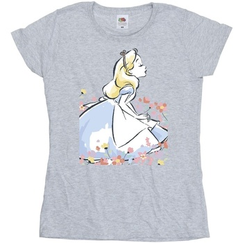 textil Mujer Camisetas manga larga Disney Alice In Wonderland Sketch Flowers Gris