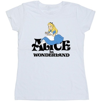 textil Mujer Camisetas manga larga Disney Alice In Wonderland Tea Drinker Classic Blanco