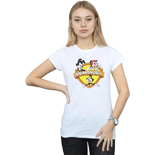 textil Mujer Camisetas manga larga Animaniacs Logo Crest Blanco