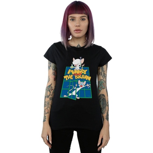 textil Mujer Camisetas manga larga Animaniacs Pinky And The Brain Laboratory Negro