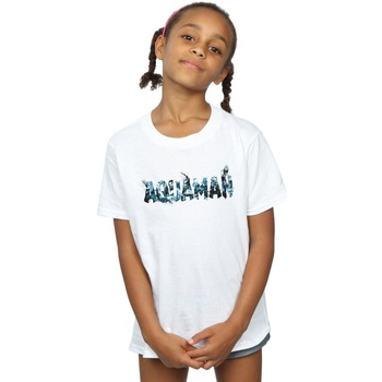textil Niña Camisetas manga larga Dc Comics Aquaman Text Logo Blanco
