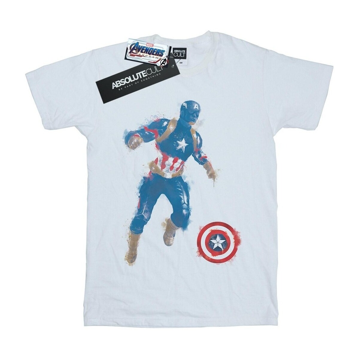 textil Mujer Camisetas manga larga Marvel Avengers Endgame Painted Captain America Blanco