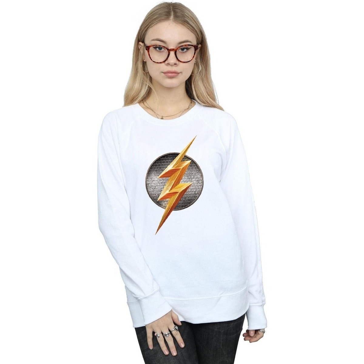 textil Mujer Sudaderas Dc Comics Justice League Movie Flash Emblem Blanco