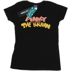 textil Mujer Camisetas manga larga Animaniacs Pinky And The Brain Logo Negro