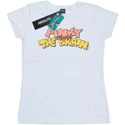 textil Mujer Camisetas manga larga Animaniacs Pinky And The Brain Logo Blanco