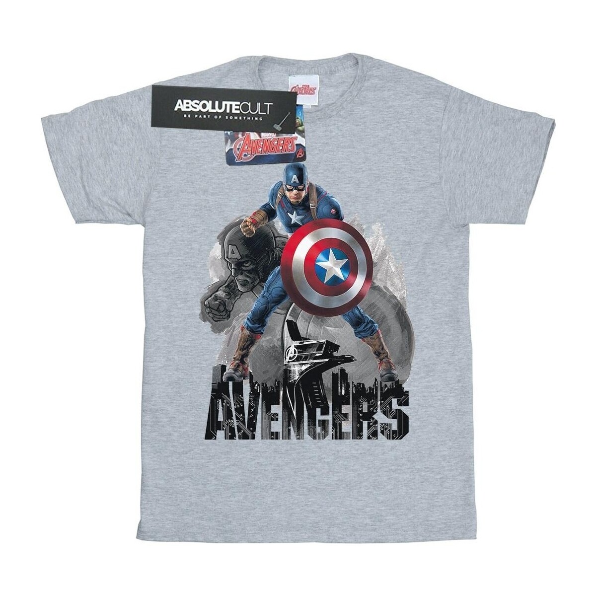 textil Niña Camisetas manga larga Marvel Captain America Action Pose Gris