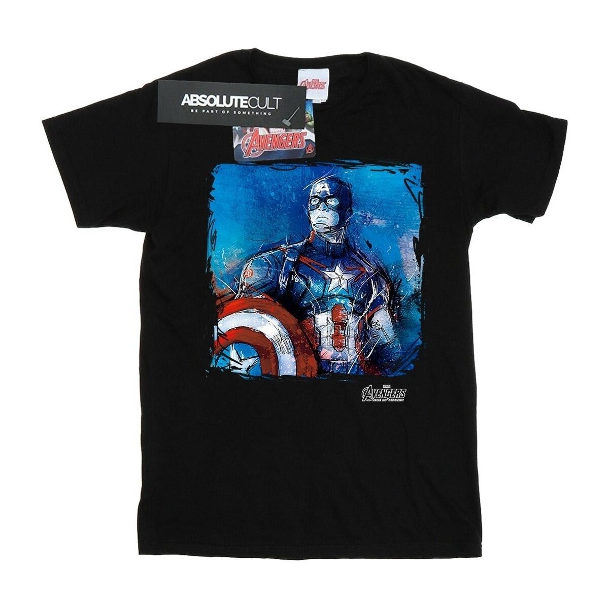 textil Niña Camisetas manga larga Marvel Captain America Art Negro