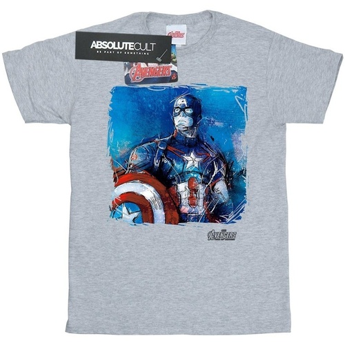 textil Niña Camisetas manga larga Marvel Captain America Art Gris