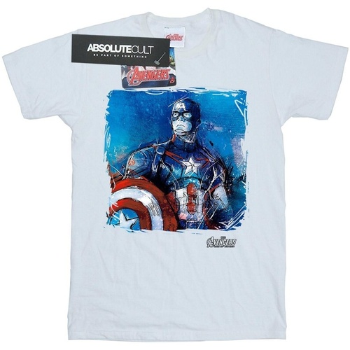 textil Niña Camisetas manga larga Marvel Captain America Art Blanco