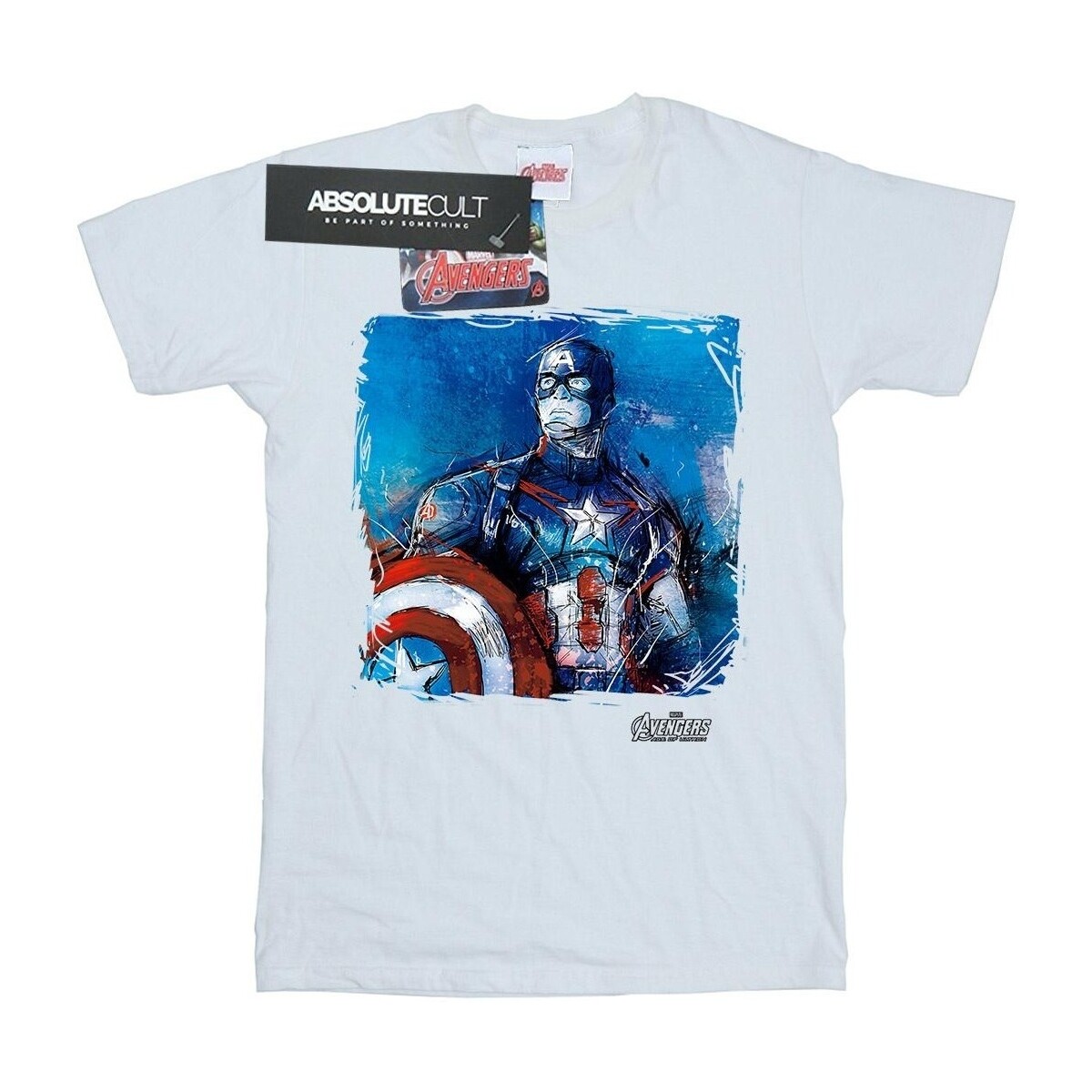 textil Niña Camisetas manga larga Marvel Captain America Art Blanco