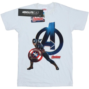 textil Niña Camisetas manga larga Marvel Captain America Pose Blanco