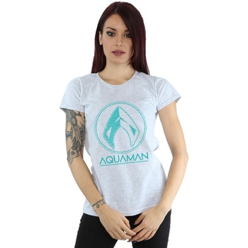 textil Mujer Camisetas manga larga Dc Comics Aquaman Aqua Logo Gris