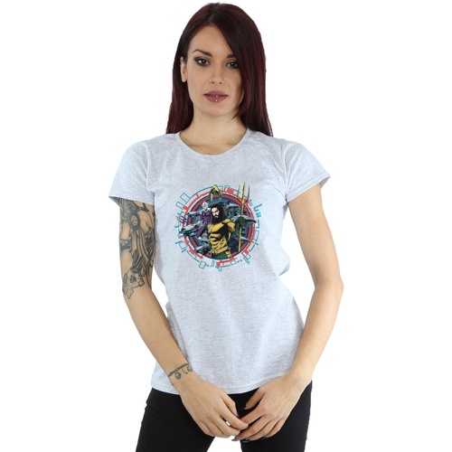 textil Mujer Camisetas manga larga Dc Comics Aquaman Circular Crest Gris