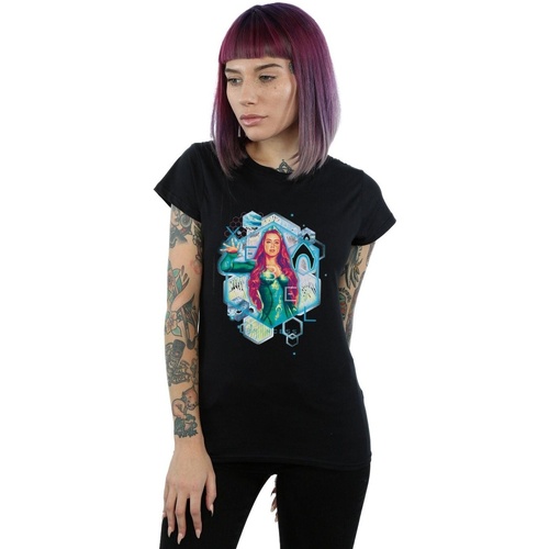 textil Mujer Camisetas manga larga Dc Comics Aquaman Mera Geometric Negro