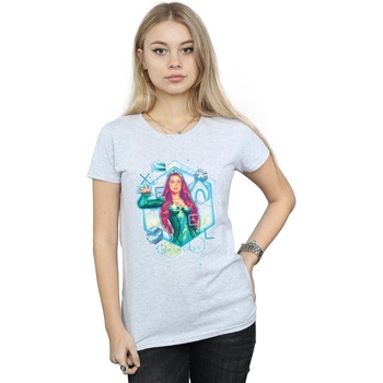 textil Mujer Camisetas manga larga Dc Comics Aquaman Mera Geometric Gris