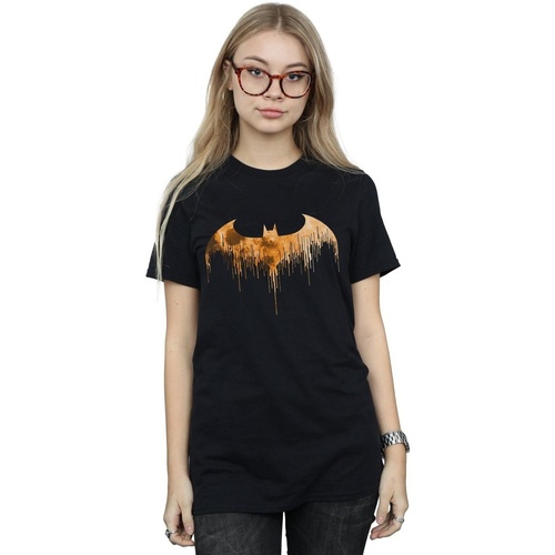 textil Mujer Camisetas manga larga Dc Comics Batman Arkham Knight Halloween Moon Logo Fill Negro