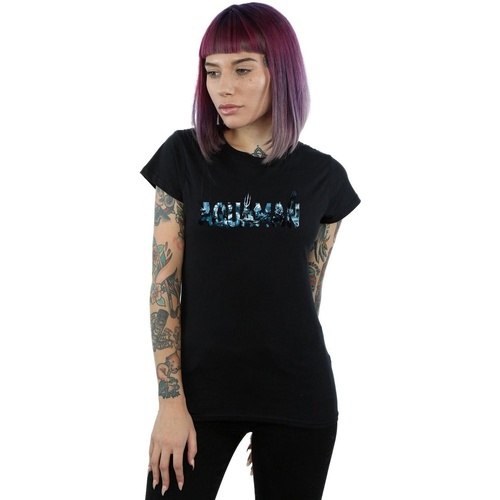 textil Mujer Camisetas manga larga Dc Comics Aquaman Text Logo Negro