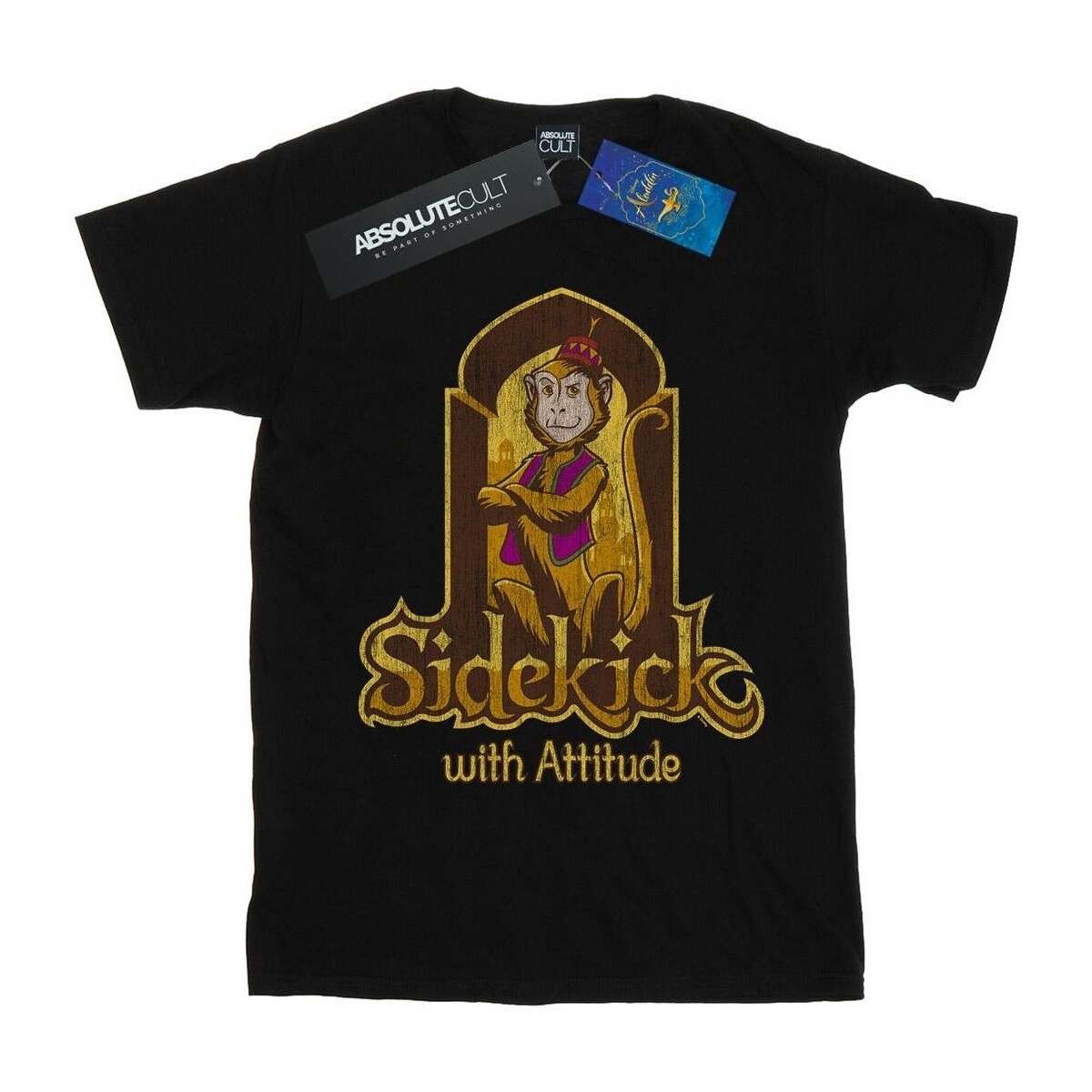 textil Mujer Camisetas manga larga Disney Aladdin Movie Abu Sidekick With Attitude Negro