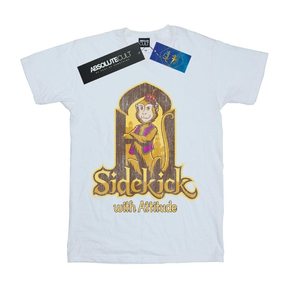 textil Mujer Camisetas manga larga Disney Aladdin Movie Abu Sidekick With Attitude Blanco