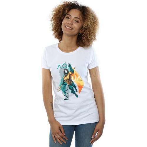 textil Mujer Camisetas manga larga Dc Comics Aquaman Tropical Icon Blanco