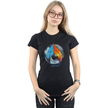 textil Mujer Camisetas manga larga Dc Comics Aquaman Tropical Logo Negro
