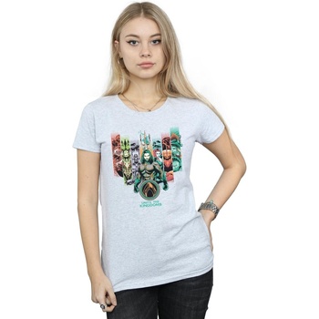 textil Mujer Camisetas manga larga Dc Comics Aquaman Unite The Kingdoms Gris