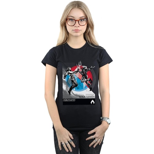 textil Mujer Camisetas manga larga Dc Comics Aquaman Vs Black Manta Negro