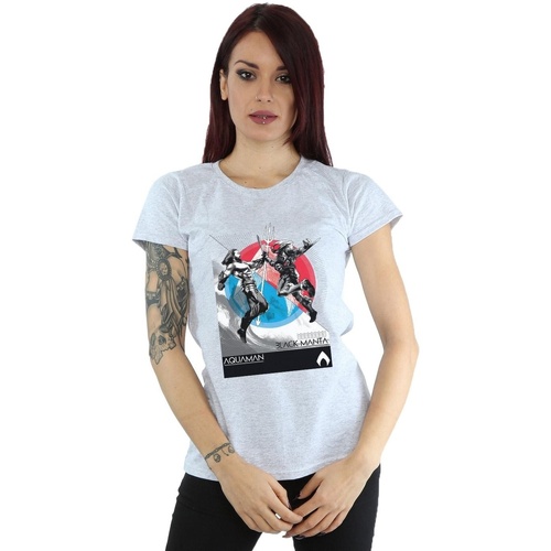textil Mujer Camisetas manga larga Dc Comics Aquaman Vs Black Manta Gris