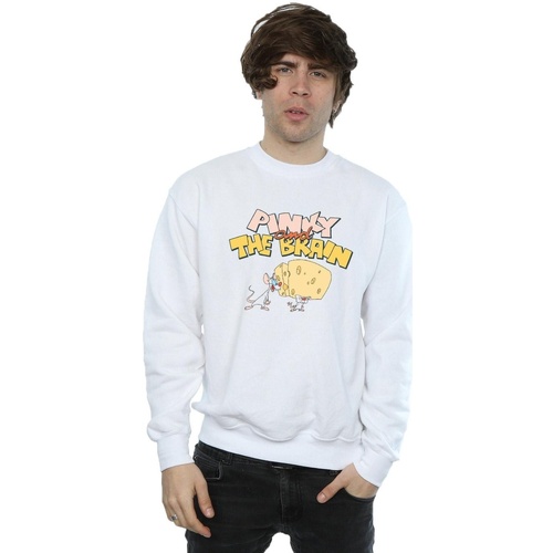 textil Hombre Sudaderas Animaniacs Pinky And The Brain Cheese Head Blanco