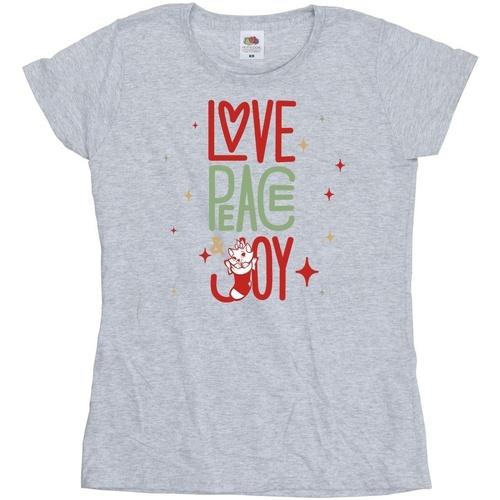 textil Mujer Camisetas manga larga Disney The Aristocats Marie Love Peace Joy Gris