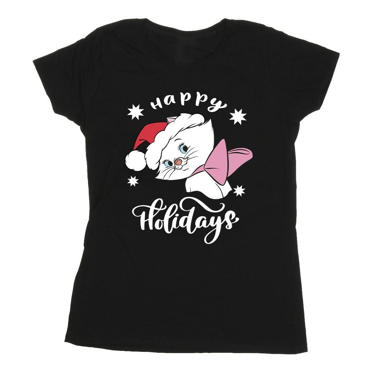 textil Mujer Camisetas manga larga Disney The Aristocats Happy Holidays Negro