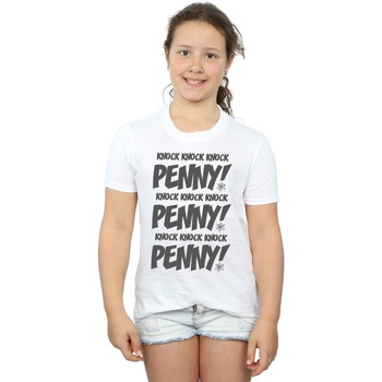 textil Niña Camisetas manga larga The Big Bang Theory Sheldon Knock Knock Penny Blanco