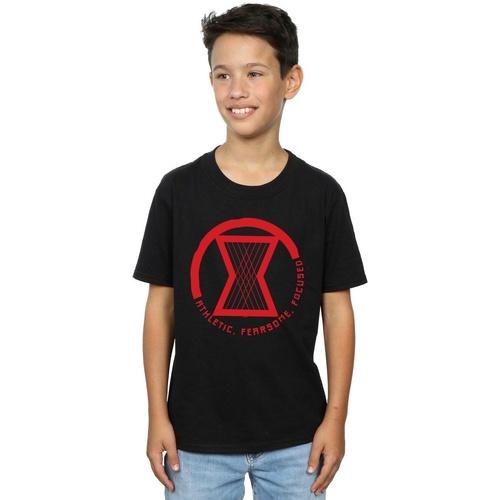 textil Niño Tops y Camisetas Marvel Black Widow Movie Athletic Logo Negro