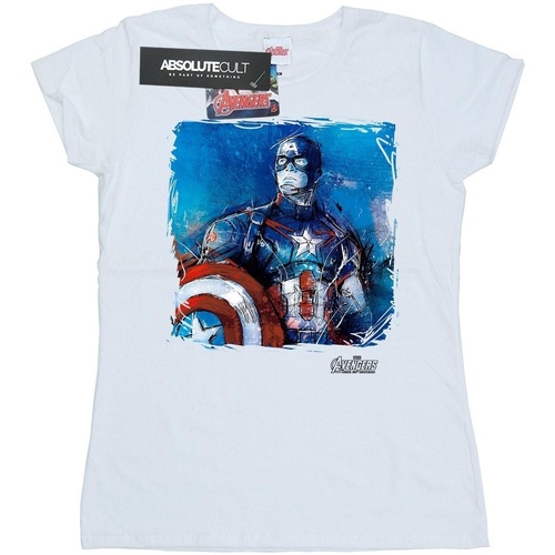 textil Mujer Camisetas manga larga Marvel Captain America Art Blanco